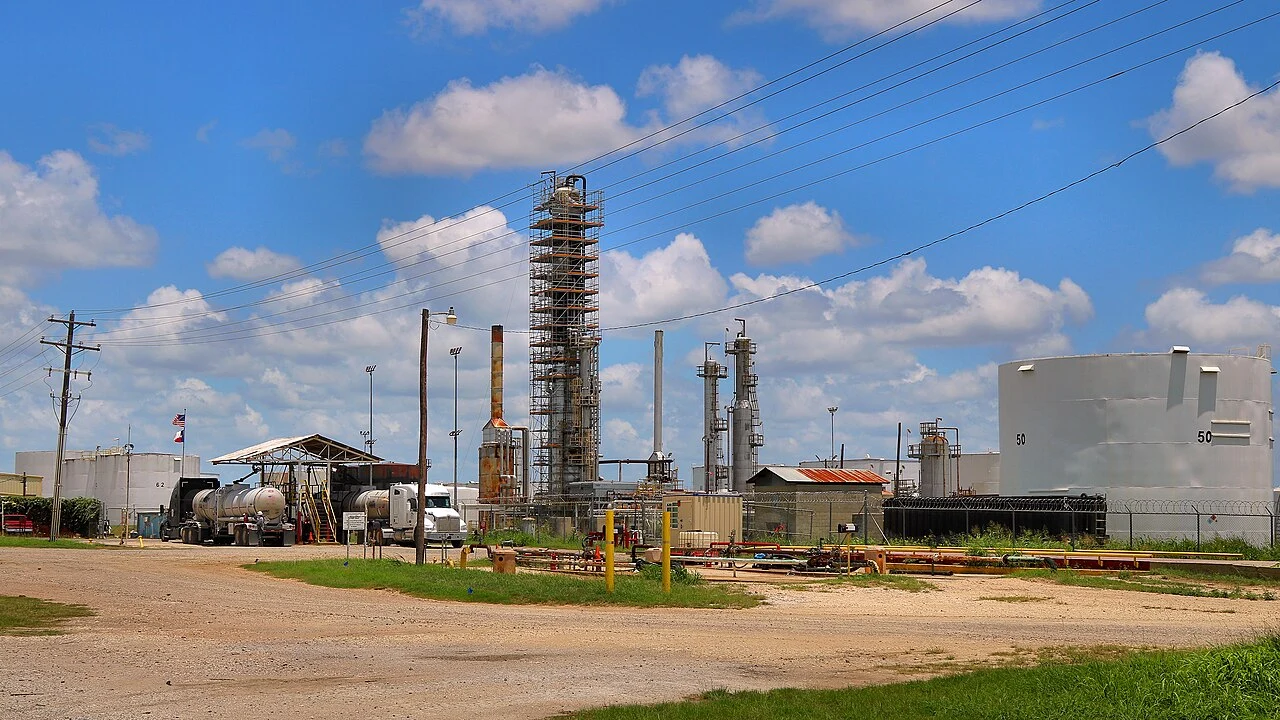 Tanker trucks at a fuel terminal; illustrative photograph