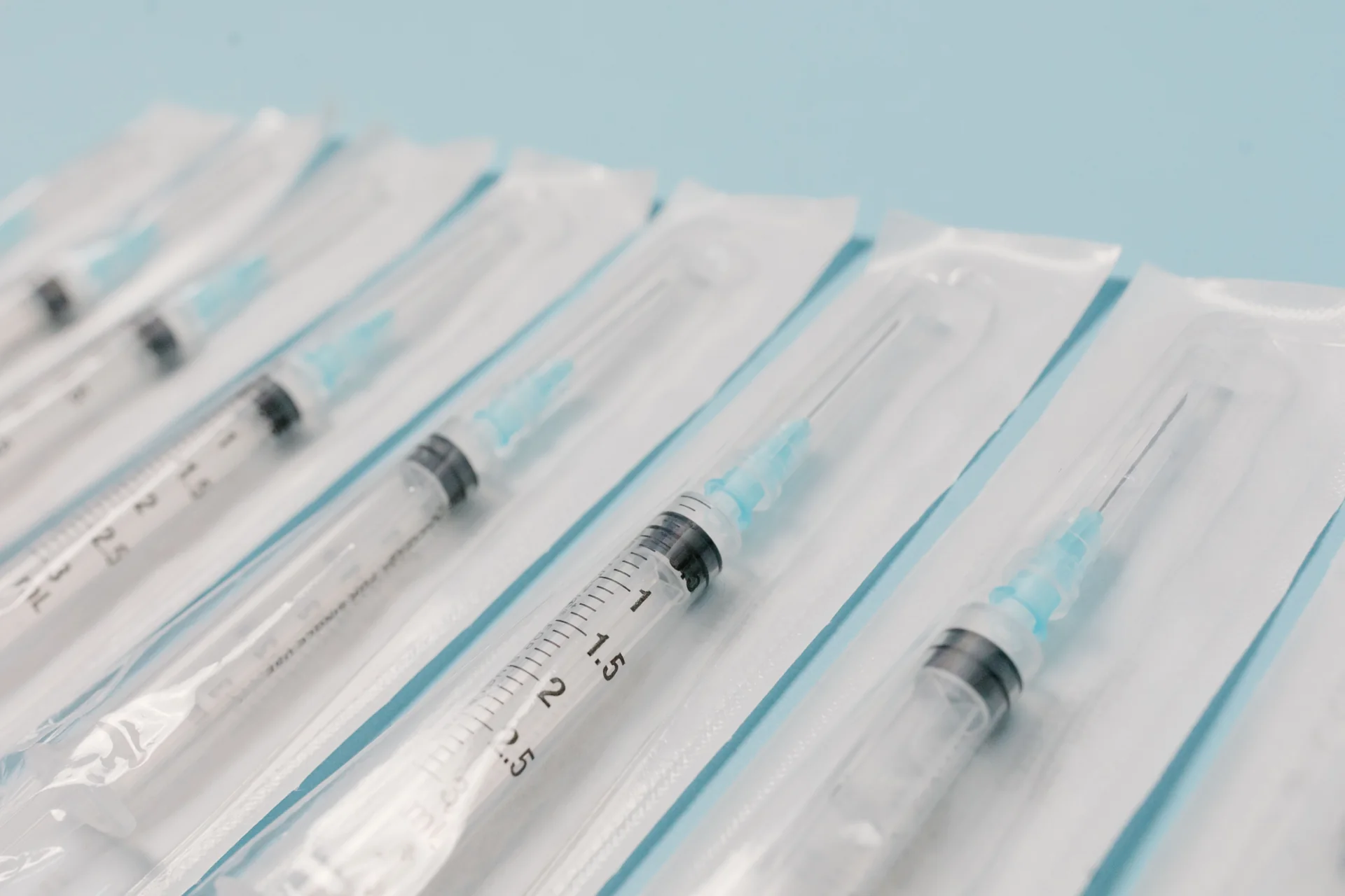 Individually packaged medical syringes